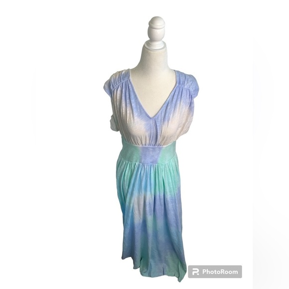 ATM Anthony Thomas Melillo Slub Jersey Ribbed Waist Amalfi Combo Maxi Dress L - Picture 3 of 10